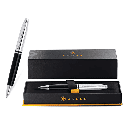 Cross Calais™ Chrome/Black Lacquer with Polished Chrome Appointments Ballpoint Pen with Blue Ink Refill
