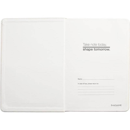 ADANA - Santhome Recycled Canvas A5 Hard Cover Notebook with PU Pocket - Beige