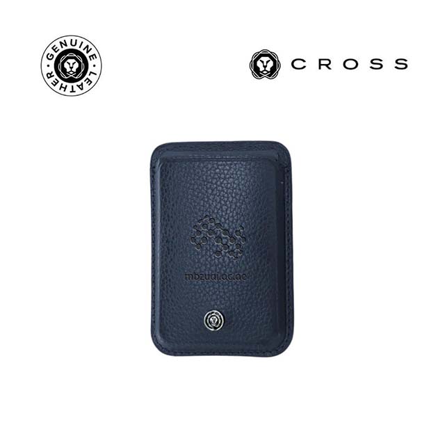 MBZUAI CROSS® Leather MagSafe Wallet - Navy Blue